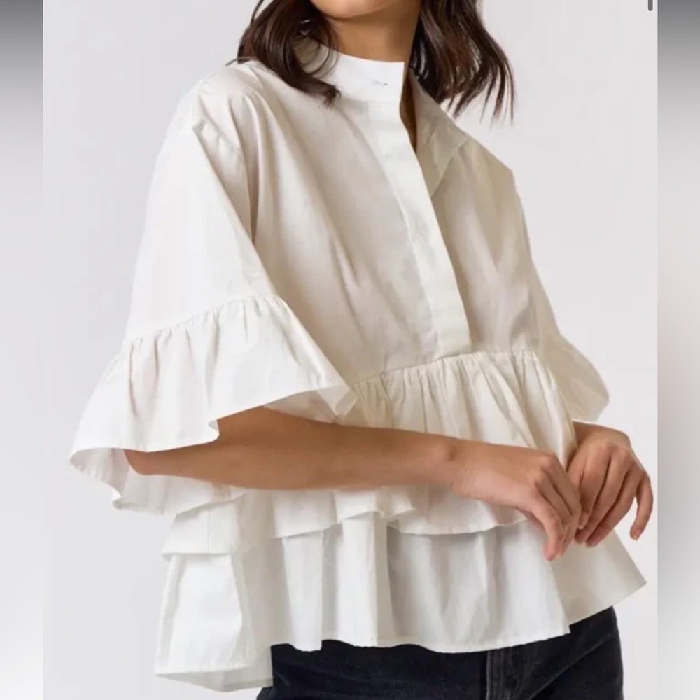 Vici White Ruffled Blouse